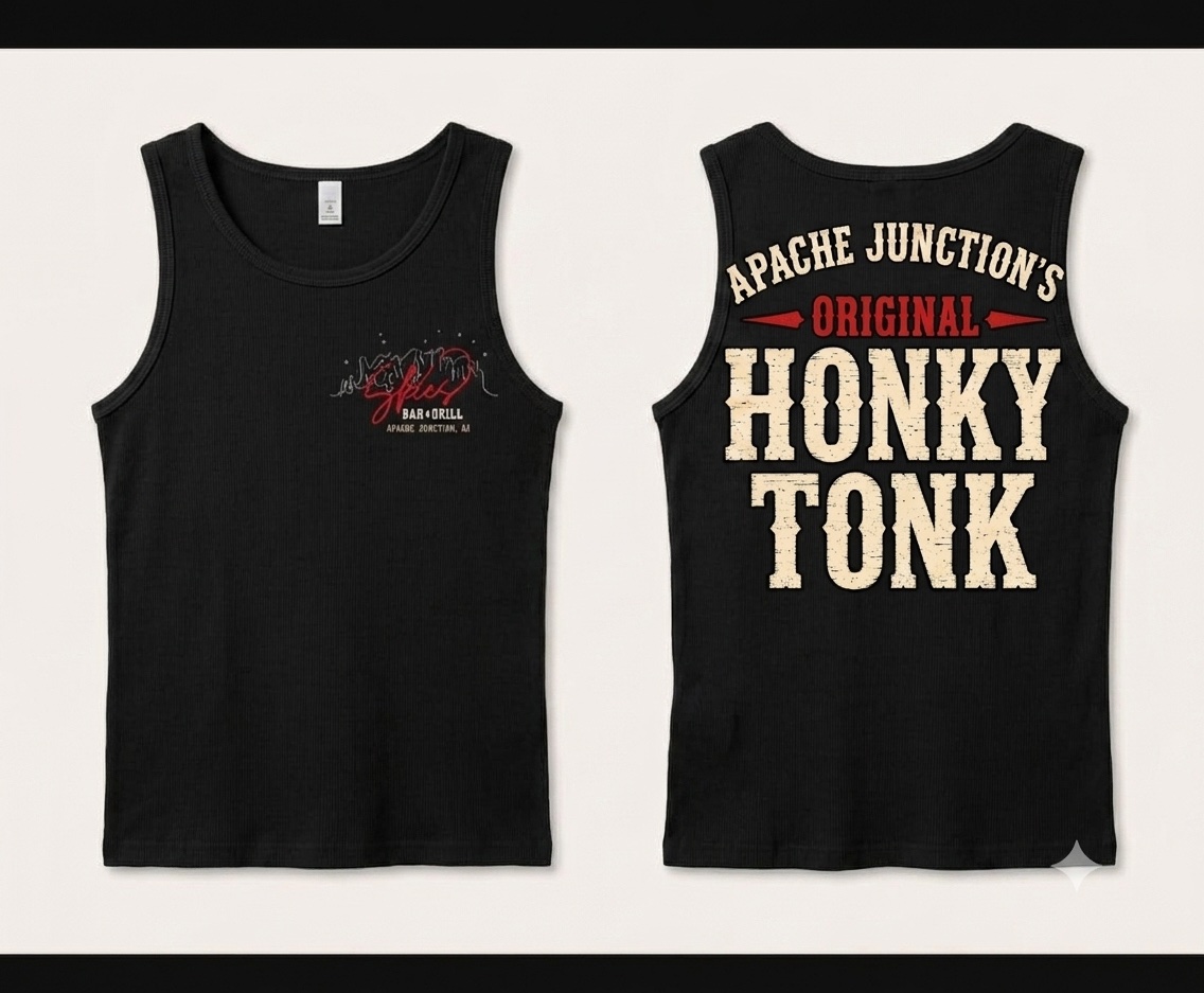 Original Honky Tonk Tank, front and back, with a small Skies chest logo and large cream and red back lettering